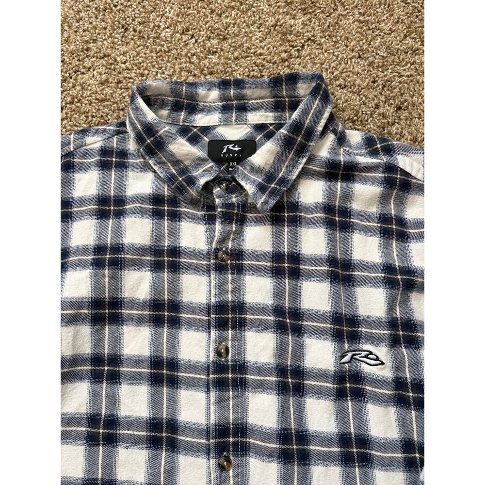 Rusty Long Sleeve Flannel Button Down Mens Size XXL Plaid Y2K
